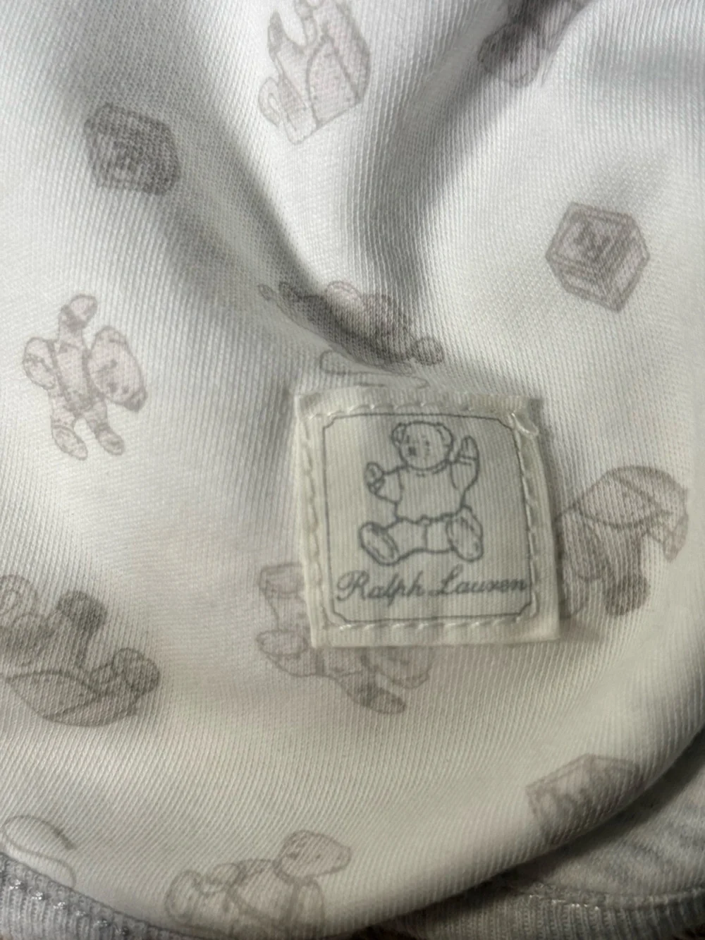 Ralph Lauren Reversible White and Light Gray Baby Blanket